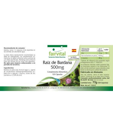 Fairvital | Burdock Root 500mg with Zinc - 120 Vegan Highly Dosed Capsule - Buy Online on GoSupps.com