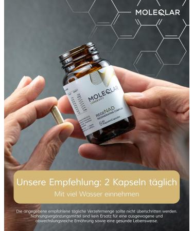  MoleQlar MoleQlar NAD Booster 60 Capsules - Dietary Supplement with Nicotinamide D-Ribose Apigenin Luteolin L-Tryptophan - NAD Rege - Buy Online on GoSupps.com