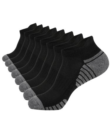 COOVAN 8 Pairs Mens Ankle Socks Athletic Running Socks with Cushion Tab Low Cut Socks for Men 8 Pack-black