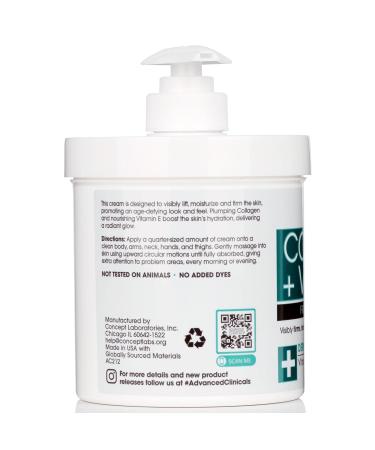 Advanced Clinicals Collagen Cream & Vitamin E Cocoa Butter - Firming Body Lotion & Face Moisturizer for Women | Anti-Aging Skin Treatment | 16 Oz - Buy Online on GoSupps.com