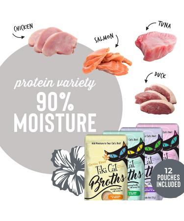 (2 Boxes) Tiki Cat Savory Broth - Grain Free Lickable Wet Food Treat - 24 Pouches with 10ct Pet Wipes - Buy Online on GoSupps.com