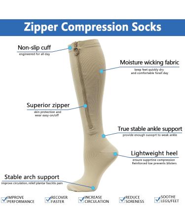 Valcatch Plus Size Zip Compression Stockings 25-30mmHg for Women & Men - Wide Calf Knit - International Shipping Available - Buy Online on GoSupps.com