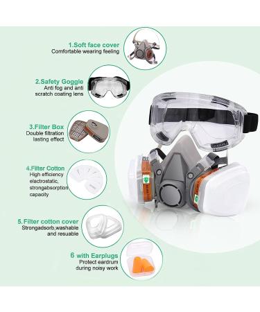 ANUNU Reusable Half Face Respirator with Filters/Goggle - Protection Against Dust, Organic Gas, and Vapors for Epoxy Resin, Welding, Woodworking - Buy Online on GoSupps.com