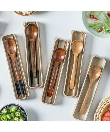 Exquisite Chopsticks Wooden Chopsticks Spoon Set Portable Chopsticks Spoon Set Japanese Style Tableware Set for Camping Picnic Office Or Home (Color : H Size : 3 pcs Set) 3 pcs set H - Buy Online on GoSupps.com
