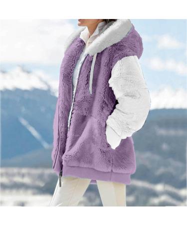 Shop Hanxiulin Oversized Plush Hoodie Coat - Elegant Winter Jacket for Women Lined & Quilted 5XL Purple - Buy Online on GoSupps.com