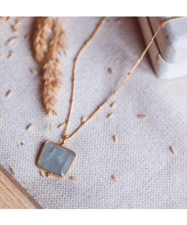Tranquility and Truth Aquamarine Necklace | Golden Age Collection | Healing Crystal Jewelry for Women | Calm Truth Communication Anti-Aging | 70 cm Chain - Buy Online on GoSupps.com