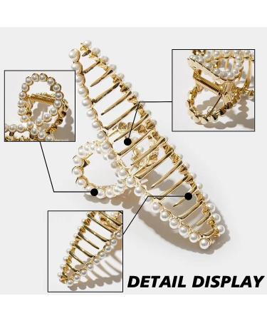Large Gold Hair Claw Clips for Thick Hair - White Pearl Hair Accessories for Women - Buy Online on GoSupps.com