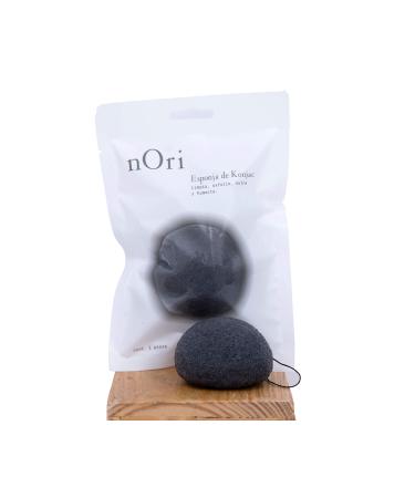 NORI KONJAC SPONGE. Charcoal Bamboo. Facial sponge. Natural fiber/antiacne/all types of skin/cleanse and exfoliates/vegan