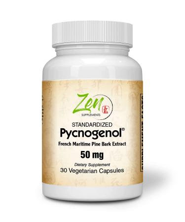 Pycnogenol 50mg - Standardized French Maritime Pine Bark Extract for Antioxidant & Inflammation Support - Non-GMO, Gluten & Soy Free 30-Vegcaps