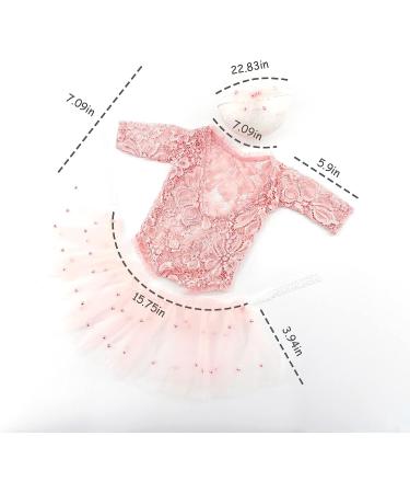 Pink Lace Newborn Photography Romper + Pearl Props | Baby Girl Photo Outfit (0-2 months) - Buy Online on GoSupps.com