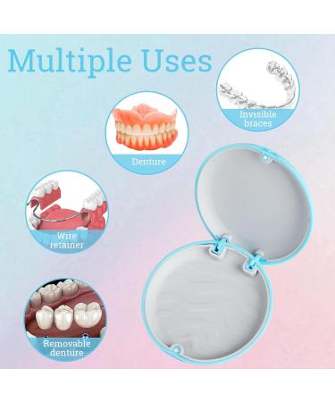 Beejoy Retainer Case Orthodontic Denture Box Round Retainer Box with Magnetic Seal Textured Liner Multifunctional Mouth Guard Denture Case for Retainers Mouthguards Braces (Blue) - Buy Online on GoSupps.com