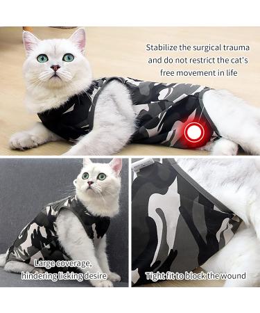 heavenlife Cat Camouflage Recovery Suit Pet Surgery Suit Pet Physiological Clothes Cat Onesie Anti Licking Vest Shirt Cone E-Collar Alternative Bodysuit for Abdominal Wounds Skin Diseases (L) - Buy Online on GoSupps.com