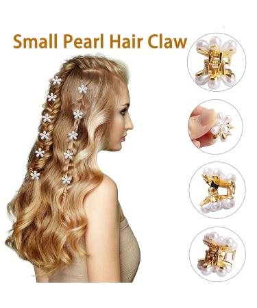12 Pcs Mini Pearl Flower Hair Clips for Women Girls - Wedding Dance Claw Clips - Buy Online on GoSupps.com