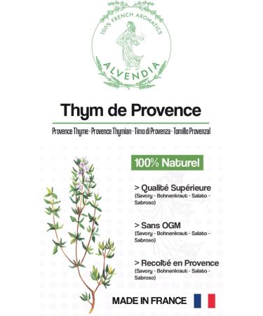 ALVENDIA - Genuine Provence Thyme - Grown and Harvested in the South of France - Pack of 100 Grams - Harvest 2023 - Buy Online on GoSupps.com