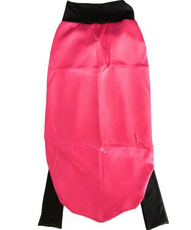 YUPs Long Sleeping Silk Satin Adjustable Hair Bonnet with Ties for Long Hair and Long Braids One Size-L Hot pink