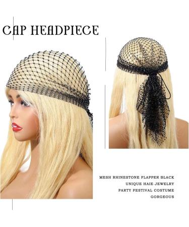 Rhinestone Mesh Headband Glitter Elastic Headscarf Crystal Wide Head Covering Fishnet Costume Party Head Wrap Women and Girls Gold - Buy Online on GoSupps.com