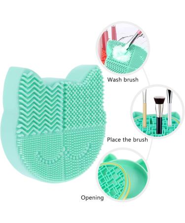 FRCOLOR Makeup Brush Storage Box & Cleaning Mat - 11x11cm Eco-Friendly Tool Stand for Brushes - Hair Brush Cleaner & Air Dry Rack in Green - Buy Online on GoSupps.com