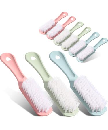 9 Pieces Handle Grip Nail Brush for Cleaning, Hand Fingernail Cleaner Brush Manicure Tools Scrub Cleaning Brushes Kit for Toes and Nails Men Women (Green, Pink, Blue)