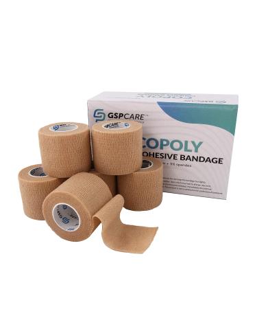 Self Adherent Cohesive Bandages Wrap 6 Count 2" x 5 Yards, Medical Tape, Adhesive Flexible Breathable First Aid Non Woven Rolls, Stretch Athletic, Ankle Sprains & Swelling, Sports 6 Count (Pack of 1)