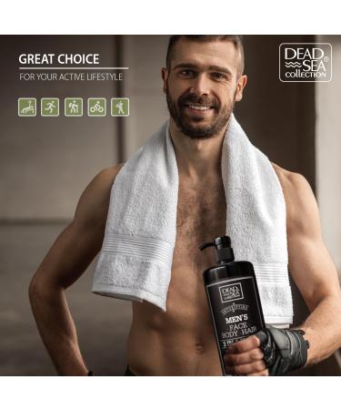 Dead Sea Collection 3-in-1 Body Wash for Men - Amber Wood Cleanser for Body Hair & Face - 33.8 Fl. Oz | International Shipping Available - Buy Online on GoSupps.com