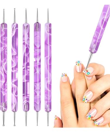 Double Sided Brush Nail Liner Brush - 5 Pieces Nail Liner Brush Dotting Pen | Double Sided Nail Dotting Drawing Tool Multifunctional Nail Brushes Nail Liner Brush Dotting Pen purple - Buy Online on GoSupps.com