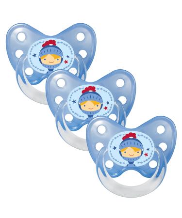 Dentistar Silikon Schnuller 3 Set- Size 2 6-14 months- tooth and jaw-friendly nipple with dental level- BPA-free- made in Germany- knight blue
