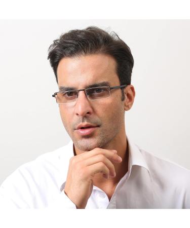 Kokobin Ultra-Light TR90 Reading Glasses for Men & Women - Classic Metal Half-Rim Design +3.5 Diopter - Includes Cleaning Cloth - 2 Pack - Buy Online on GoSupps.com
