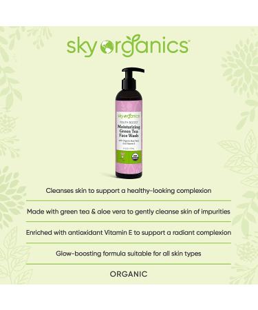Sky Organics Youth Boost Green Tea Face Wash - 6 fl oz | Organic Aloe Vera & Vitamin E - Buy Online on GoSupps.com