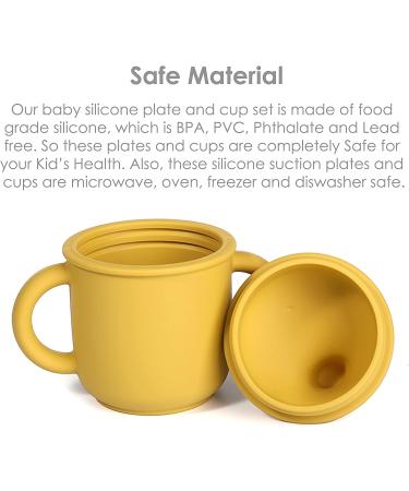 Silicone Baby Feeding Set - Spill-proof Cup, Suction Plate, Divided Plate, Sippy Cup - Gray - for Baby & Toddlers - Buy Online on GoSupps.com