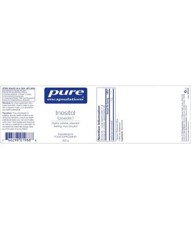 Pure Encapsulations - Inositol Powder 2g - Hypoallergenic Vitamin B8 Supplement - 250 Grams - Buy Online on GoSupps.com