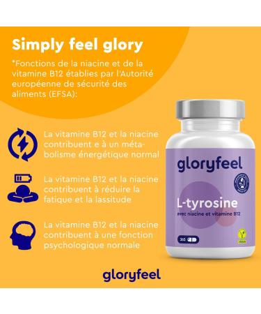 Vegan L-Tyrosine with Niacin and Vitamin B12 (365 Capsules) High Dosed to 1000 mg and Pure Against Fatigue and Regulates Hormonal Activity* No Additives Laboratory Tested - Buy Online on GoSupps.com