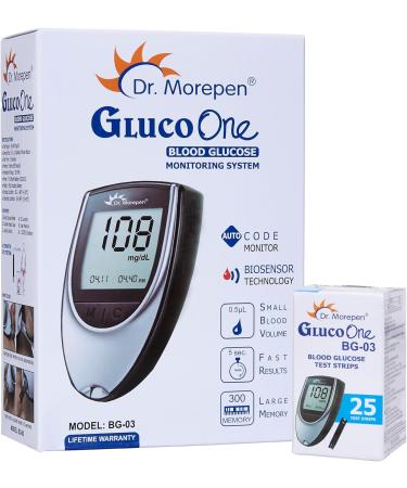 Dr. Morepen BG-03 Glucometer with 25 Strips - Multicolor - Buy Online on GoSupps.com