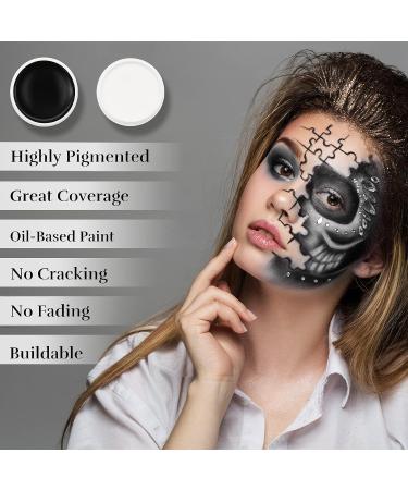 Professional Halloween Makeup Kit for Adult Cosplay - Ghost & Skeleton Special Effects SFX Paint in Black & White - Buy Online on GoSupps.com