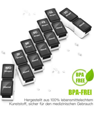 Shop Black 7-Day Pill Box - 2 Compartment Weekly Medication Organizer for Travel & Home - Buy Online on GoSupps.com