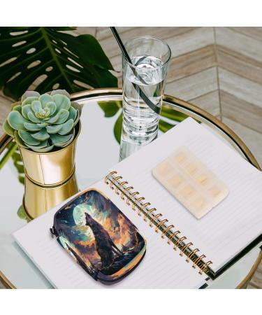 Moon Wolf Print Travel Pill Organizer Bag - Portable 7 Day Pill Case with Zipper for Daily Travel | International Shipping Available - Buy Online on GoSupps.com