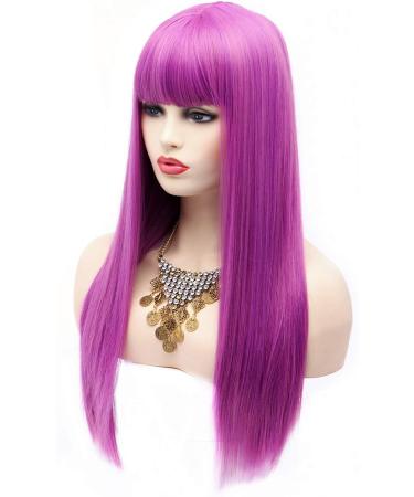 Bestung Light Purple Straight Cosplay Wig 22 Inches Long - Synthetic Full Hair with Bangs for Women - Costume or Daily Wear - 24 Purple - Buy Online on GoSupps.com