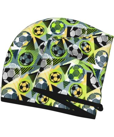 Hair Towel Wrap - Quick Drying Hair Turban with Button | Football Doodle Design | Ideal for Fast Hair Drying - Buy Online on GoSupps.com
