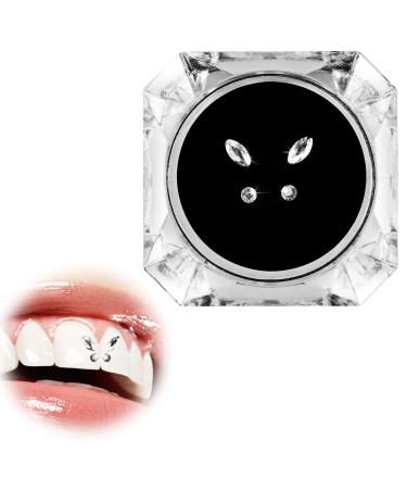4 Pieces Tooth Gem Tooth Shine Jewelry Rhinestones DIY Fashionable Tooth Ornaments Artificial Crystal Tooth Decor for Reflective Teeth Ornament(White)