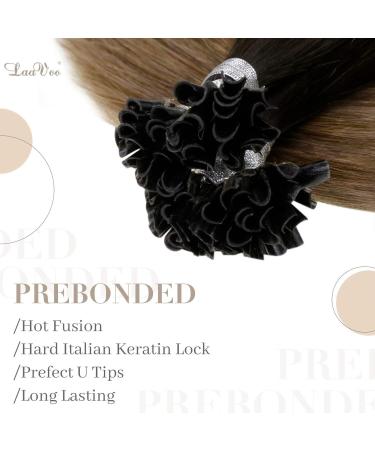 Laavoo 60cm Real Hair Extensions - Balayage Brown Remy Keratin Bondings | Dark Brown & Ash Blonde | #2/6/18 U-Tip Extensions - Buy Online on GoSupps.com