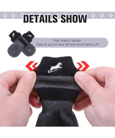 EXPAWLORER 6 Pack Double Sided Anti-Slip Dog Socks - Non-Slip Paw Protection | Adjustable Straps | Strong Grips | Traction Control | Indoor Hardwood Floor Wear | Black Large - Buy Online on GoSupps.com