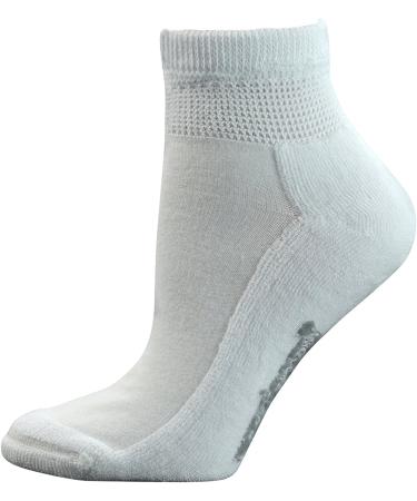 Yomandamor Women's Non-Binding Cotton Ankle Diabetic Socks - 5 Pairs Solid White, Seamless Toe, Cushion Sole - Size 9-11 - Buy Online on GoSupps.com