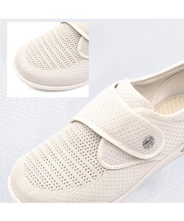 KENRET Women's Wide Width Diabetic Shoes - Breathable Mesh Walking Sneakers for Elderly - Non-Slip Lightweight Adjustable - Beige 39 - Buy Online on GoSupps.com