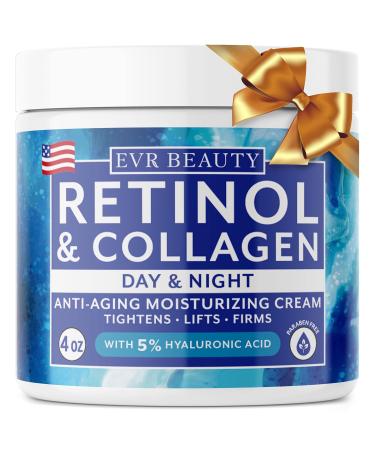 EVR Beauty Retinol & Collagen Anti-Aging Moisturizer Cream - Hyaluronic Acid for Day & Night Use - 4 oz - Buy Online on GoSupps.com