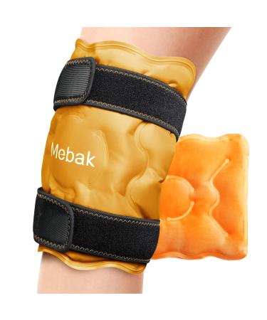 Mebak Knee Ice Pack Wrap for Injuries Gel Ice Pack for Knee Cold Pack Cover for Replacement Surgery Swelling Bruises Meniscus Tear ACL Recovery Orange