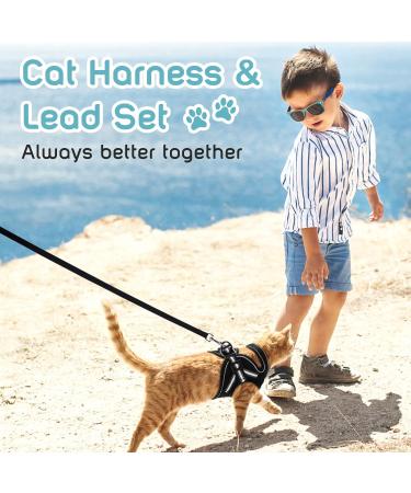 AOKCATS Escape Proof Cat Harness and Leash Set - Reflective Strips, Adjustable Comfort - Small Cat, Kitten - Black, Medium - Buy Online on GoSupps.com