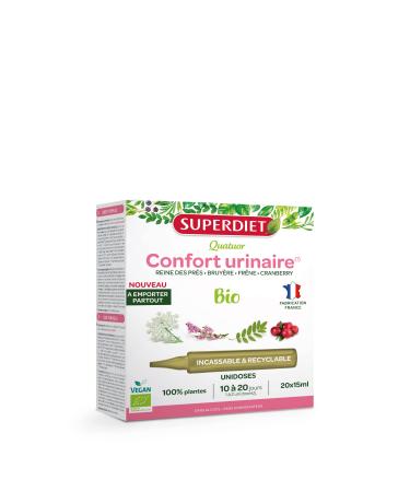 SUPERDIET - ORGANIC URINARY COMFORT QUARTET -Meadowsweet Heather Ash Cranberry - Portable size - 20 Single Doses of 15 ml