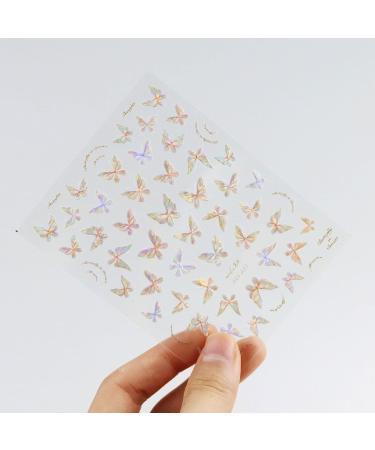 JMEOWIO 3D Embossed Aurora Butterfly Nail Art Stickers Decals Self-Adhesive 5D Nail Supplies Nail Art Design Decoration Accessories 1 Sheets - Buy Online on GoSupps.com