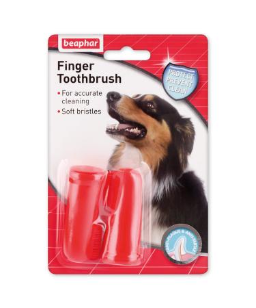Beaphar | Finger Toothbrush | Dental Care For Dogs & Cats | For Accurate Cleaning | Soft Bristles | Ideal for Sensitive Pets | 2 Pack Red Regular