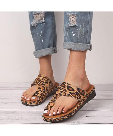 Comfortable Foot Correction Sandals for Women | Soft Bunion Corrector & Pain Relief | Leopard Print 5.5 - Buy Online on GoSupps.com
