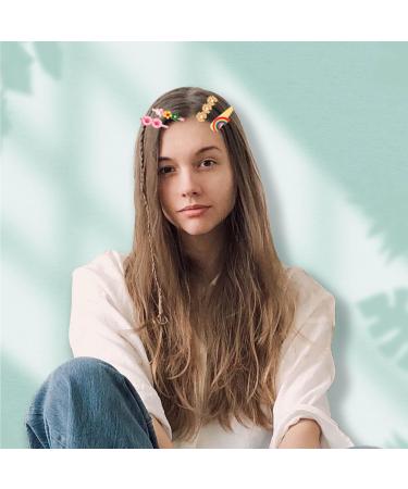 DUNBE 50 Pcs Hair Clips Cute Fashion Girl Hair Accessories Rainbow Candy Flower Fruit Set Hair Pins Hair Barrettes Set for Girls Teens Toddlers - Buy Online on GoSupps.com
